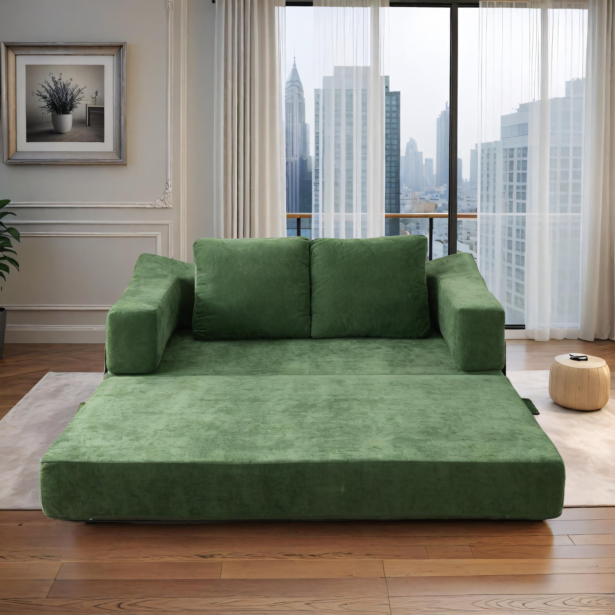 Canapé-lit convertible rembourré 70,87, fauteuil convertible, canapé de sol confortable pour salon, chambre, tissu chenille