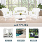 Ensemble de conversation 4 pièces en osier pour patio