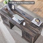 Bureau de direction style ferme, bureau en bois pour bureau à domicile, bureau d'ordinateur