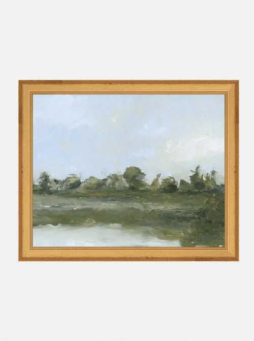 Peinture originale sur toile « Un nouveau jour » - Coups de pinceau bleu-vert