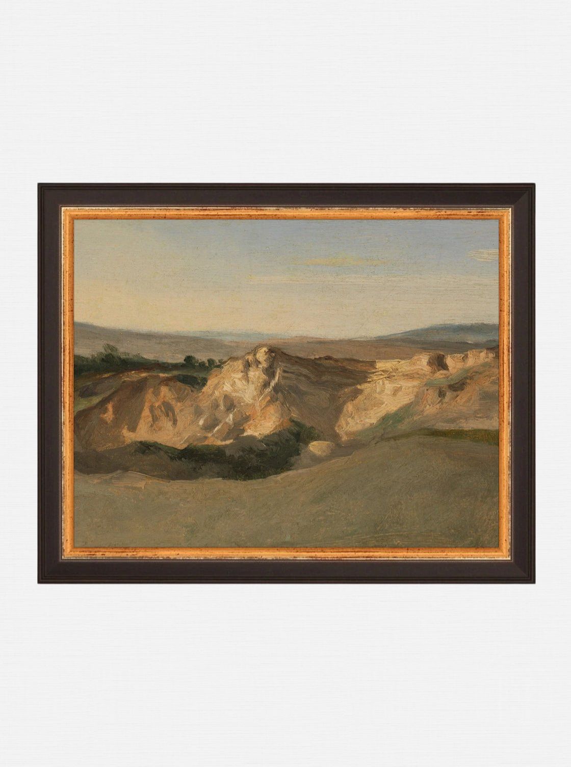 Désert serein au crépuscule. Reproduction d'art giclée sur papier Moab Rag de haute qualité 100 % coton, sans cadre pour un effet vintage.