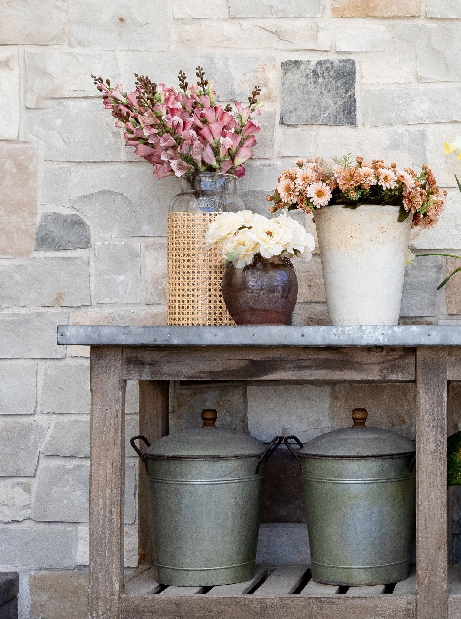 Tige de pivoine artificielle en dentelle de jardin