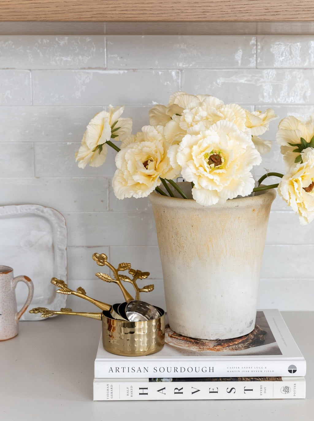 Tige de pivoine artificielle en dentelle de jardin