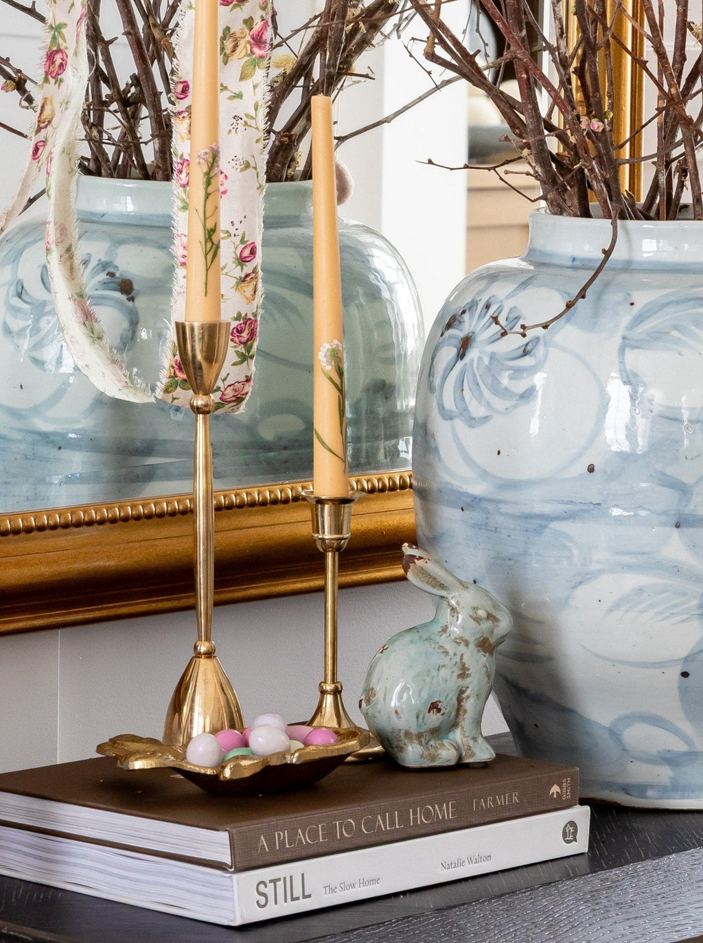 Bougies coniques à motif floral incrusté | Lot de 3