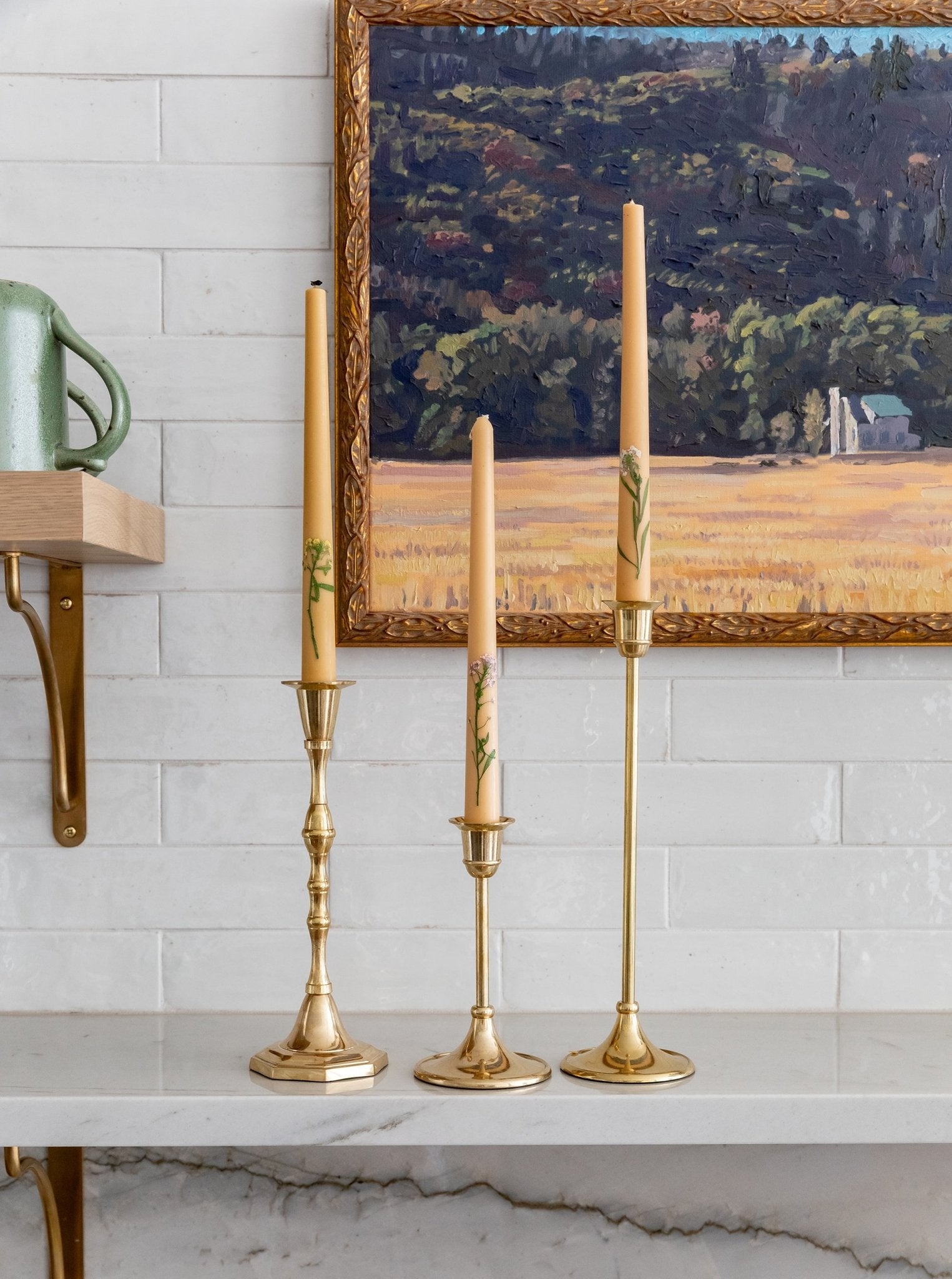 Bougies coniques à motif floral incrusté | Lot de 3