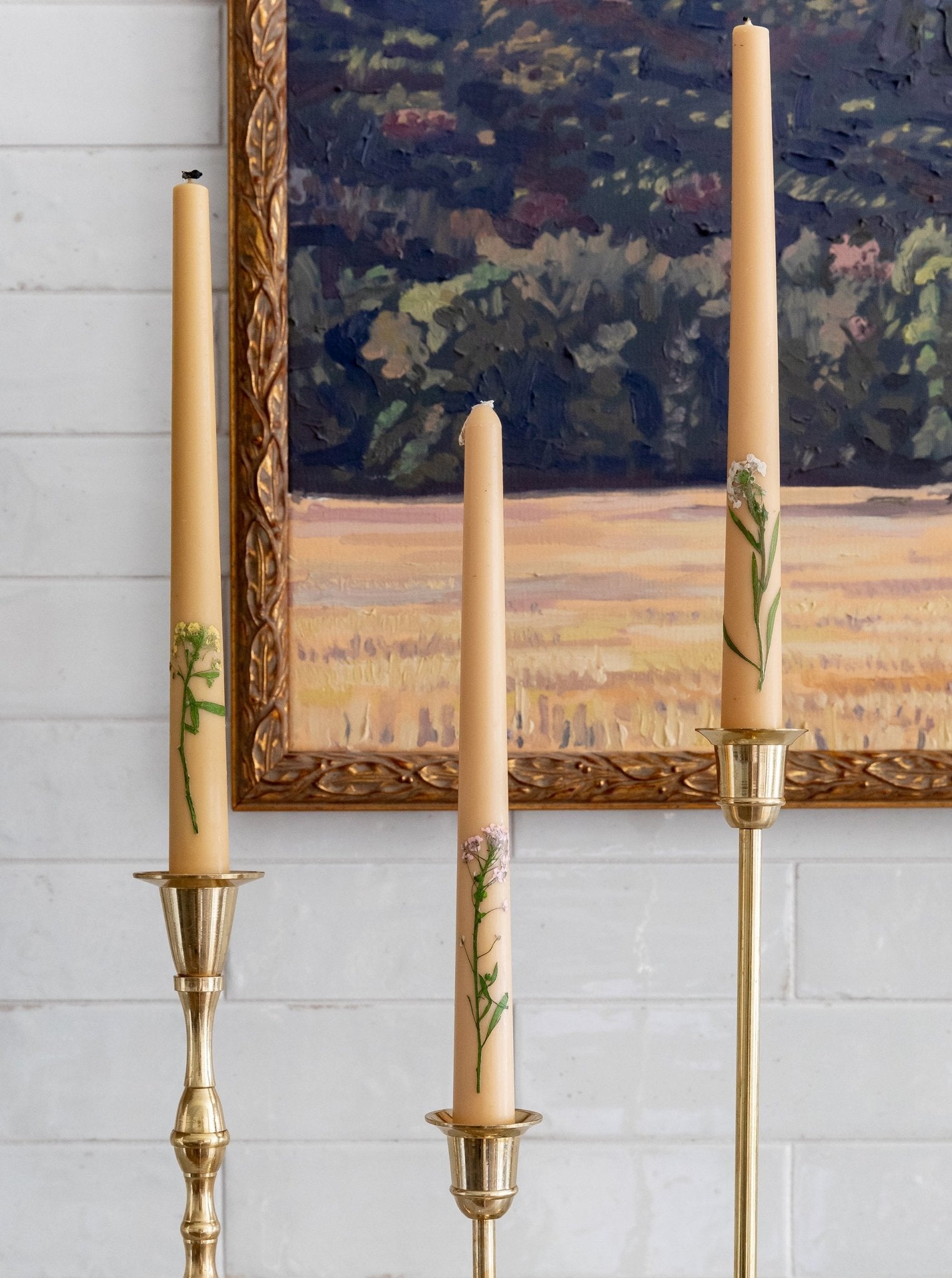 Bougies coniques à motif floral incrusté | Lot de 3