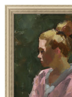 Dame au jardin 1 - Reproduction d'art - Portrait doux et pictural pour la décoration intérieure - Impression d'art encadrée de haute qualité et personnalisable