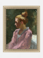 Dame au jardin 1 - Reproduction d'art - Portrait doux et pictural pour la décoration intérieure - Impression d'art encadrée de haute qualité et personnalisable