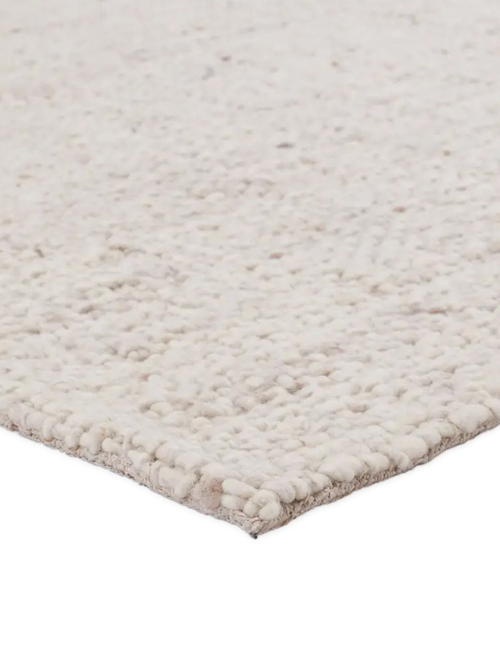 Échantillon de tapis Leeds Cream en laine naturelle tissée à la main, texture texturée, pour une décoration intérieure neutre.