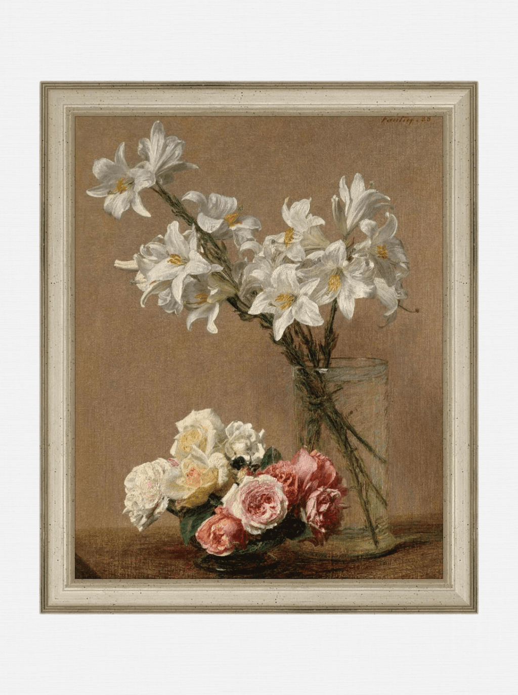 Tableau floral de lys aux couleurs vives, composition dynamique, impression de haute qualité.