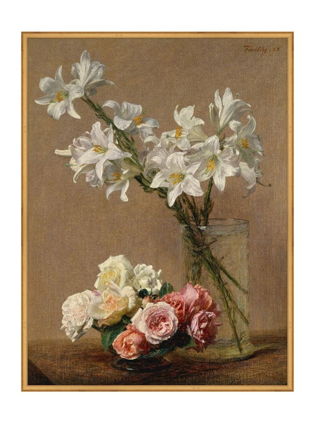 Tableau floral de lys aux couleurs vives, composition dynamique, impression de haute qualité.