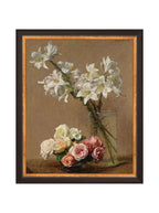 Tableau floral de lys aux couleurs vives, composition dynamique, impression de haute qualité.