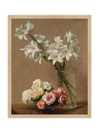 Tableau floral de lys aux couleurs vives, composition dynamique, impression de haute qualité.