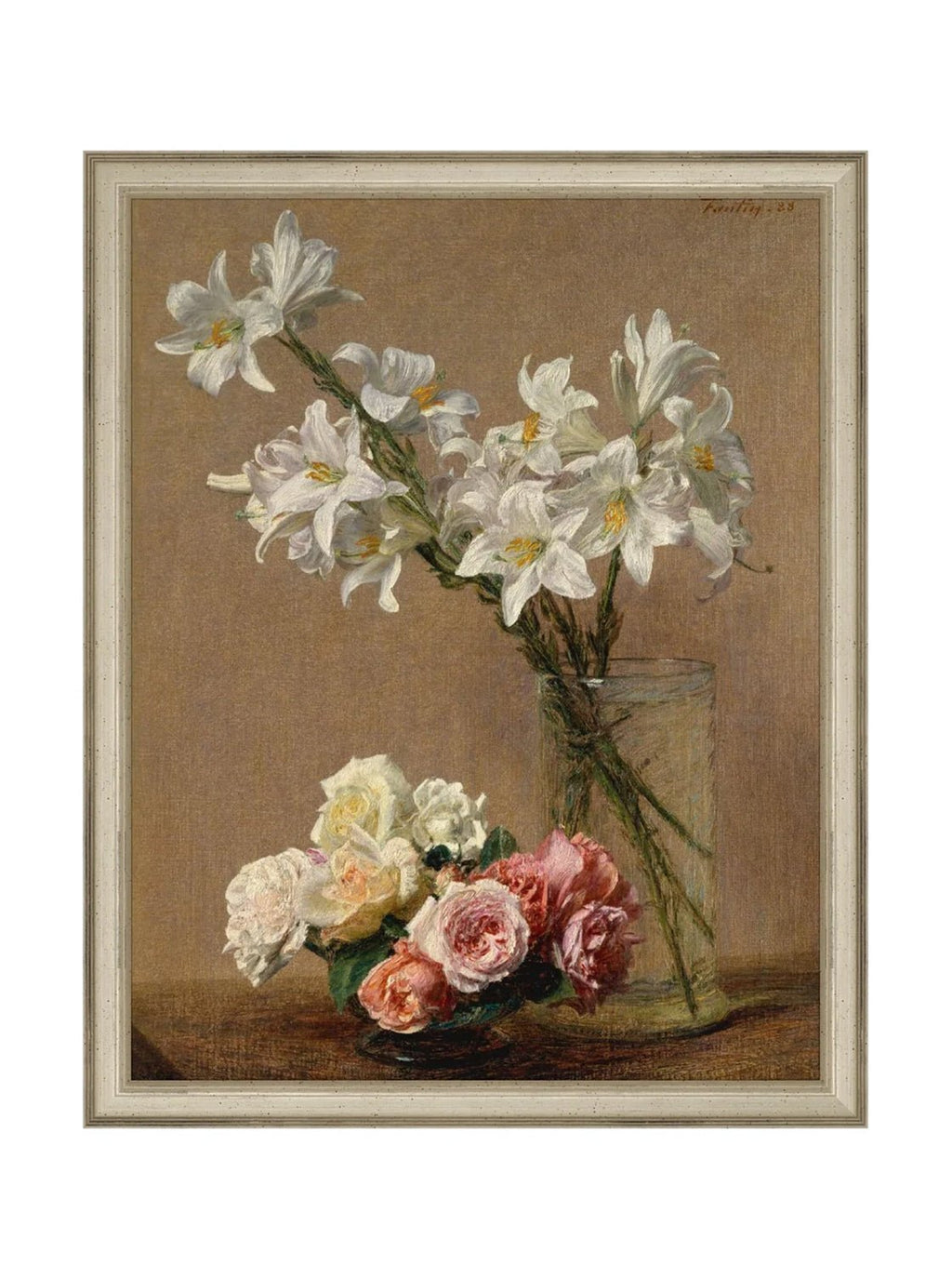 Tableau floral de lys aux couleurs vives, composition dynamique, impression de haute qualité.