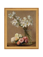 Tableau floral de lys aux couleurs vives, composition dynamique, impression de haute qualité.