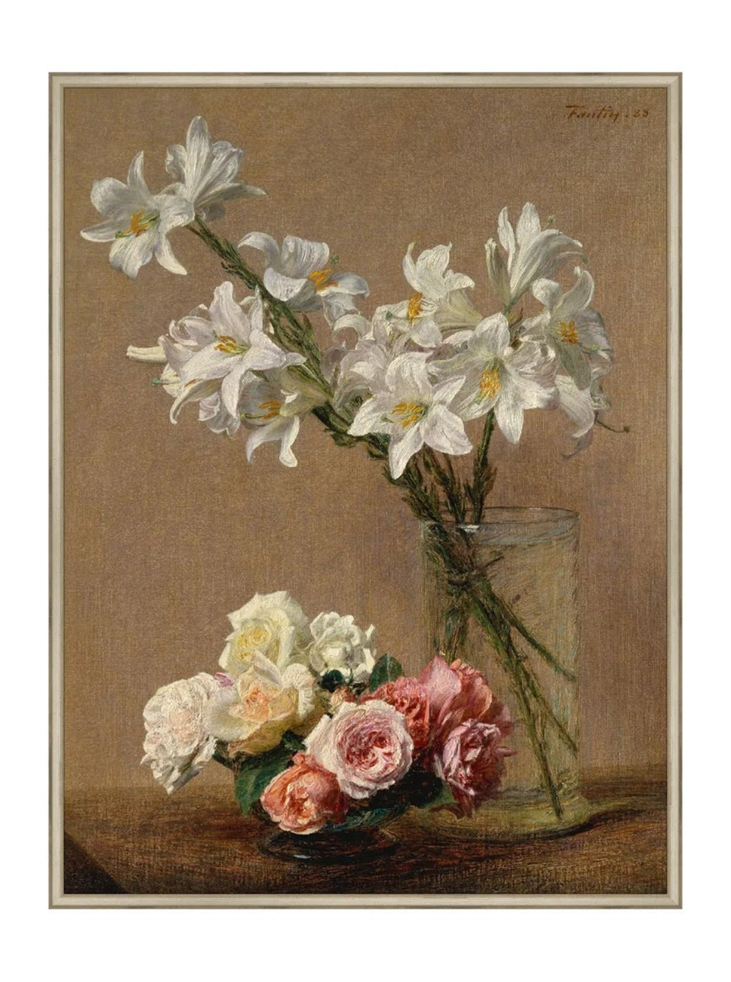 Tableau floral de lys aux couleurs vives, composition dynamique, impression de haute qualité.