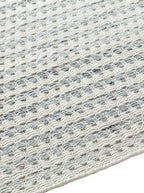 Échantillon de tapis Livia en laine, motif à rayures biologiques bleues et blanches, tissé à la main, 100 % laine