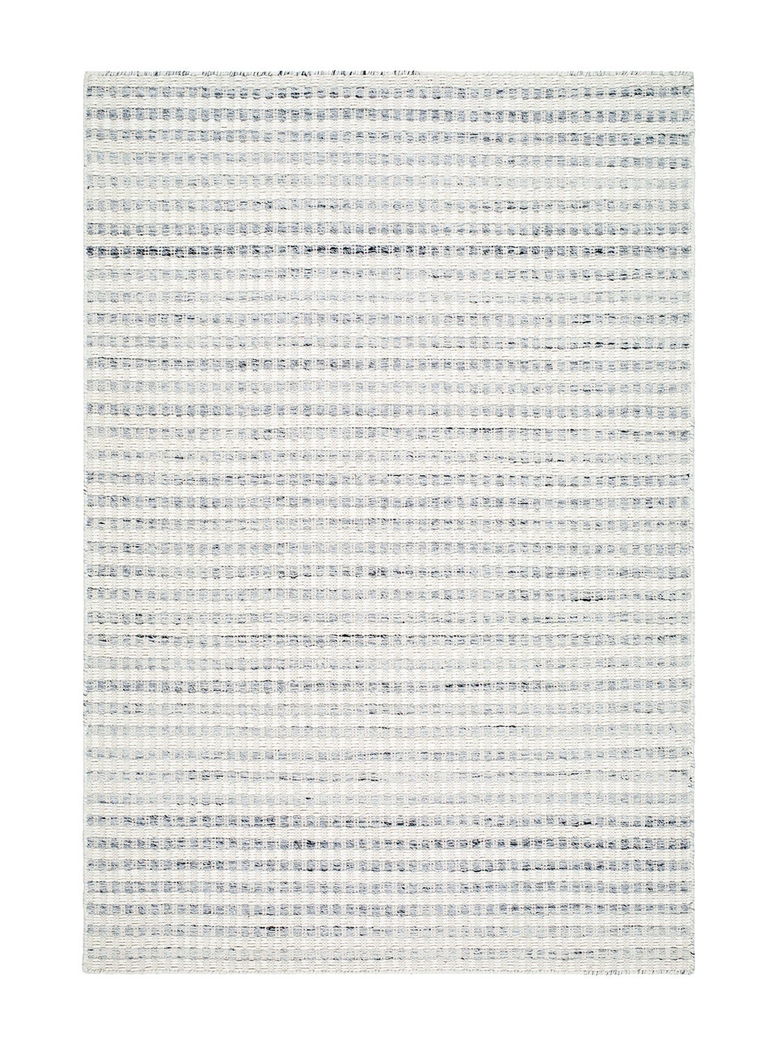 Échantillon de tapis Livia en laine, motif à rayures biologiques bleues et blanches, tissé à la main, 100 % laine