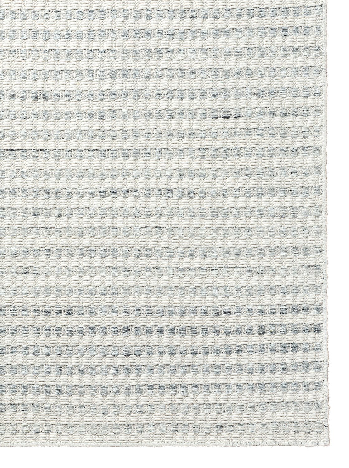 Échantillon de tapis Livia en laine, motif à rayures biologiques bleues et blanches, tissé à la main, 100 % laine