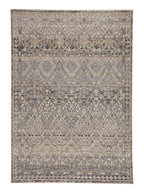 Échantillon de tapis Loren à motif tribal losanges dans les tons beige, gris et rose poudré avec des touches de noir vieilli