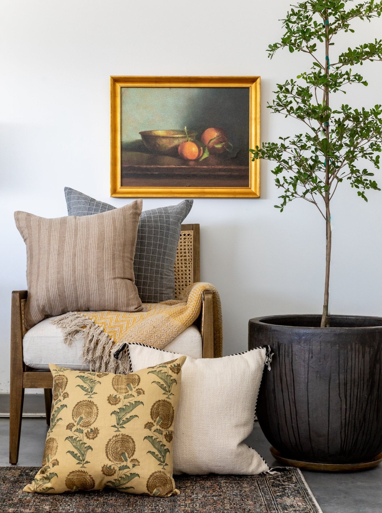 Coussin Luther, texture tissée, bord tressé, fait main, sans garniture en duvet, accessoire de décoration pour la chambre