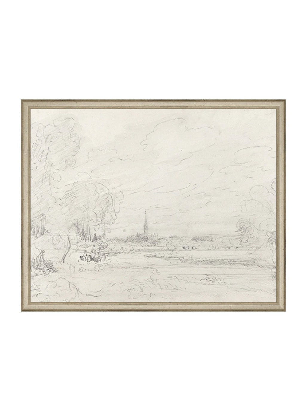 Promenade Graphite Drawing Gold Frame