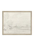 Promenade Graphite Drawing Gold Frame