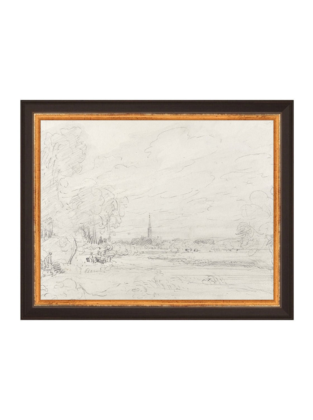 Promenade Graphite Drawing Gold Frame