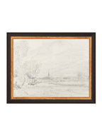 Promenade Graphite Drawing Gold Frame