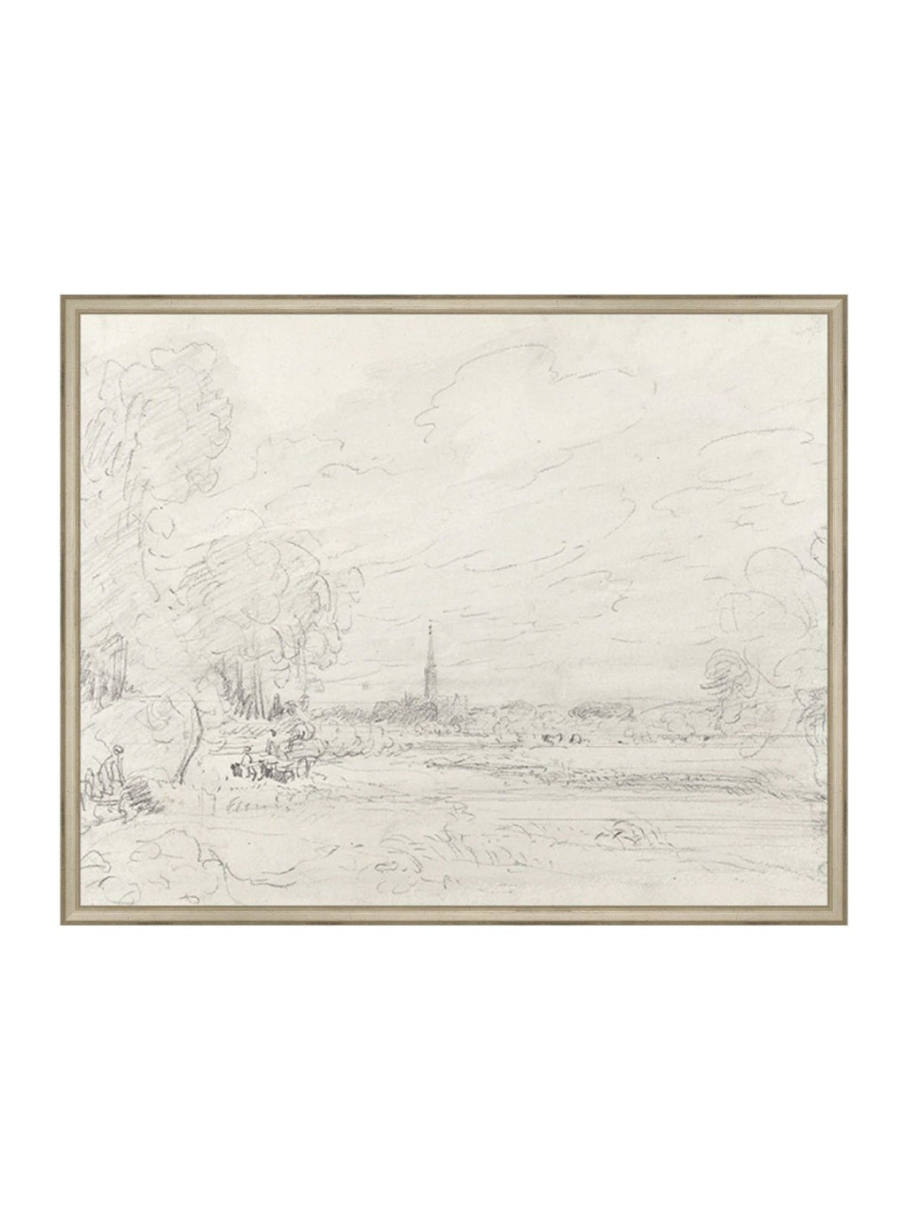 Promenade Graphite Drawing Gold Frame