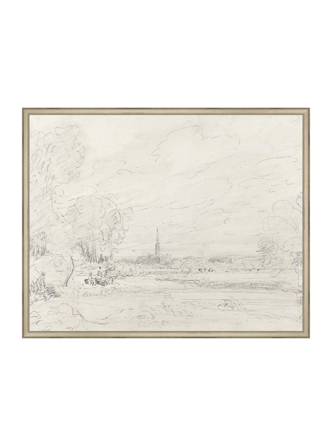 Promenade Graphite Drawing Gold Frame