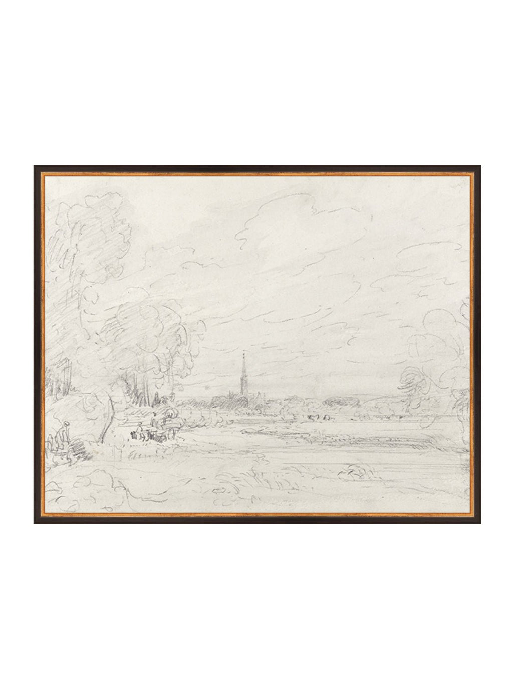 Promenade Graphite Drawing Gold Frame