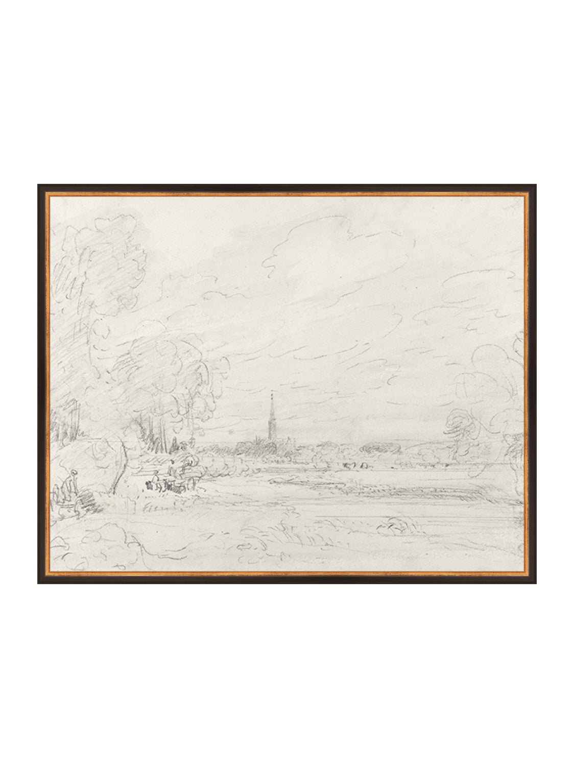 Promenade Graphite Drawing Gold Frame