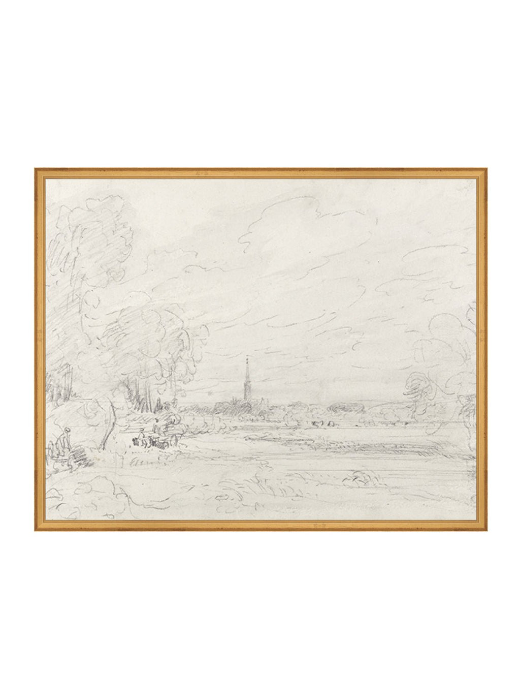 Promenade Graphite Drawing Gold Frame