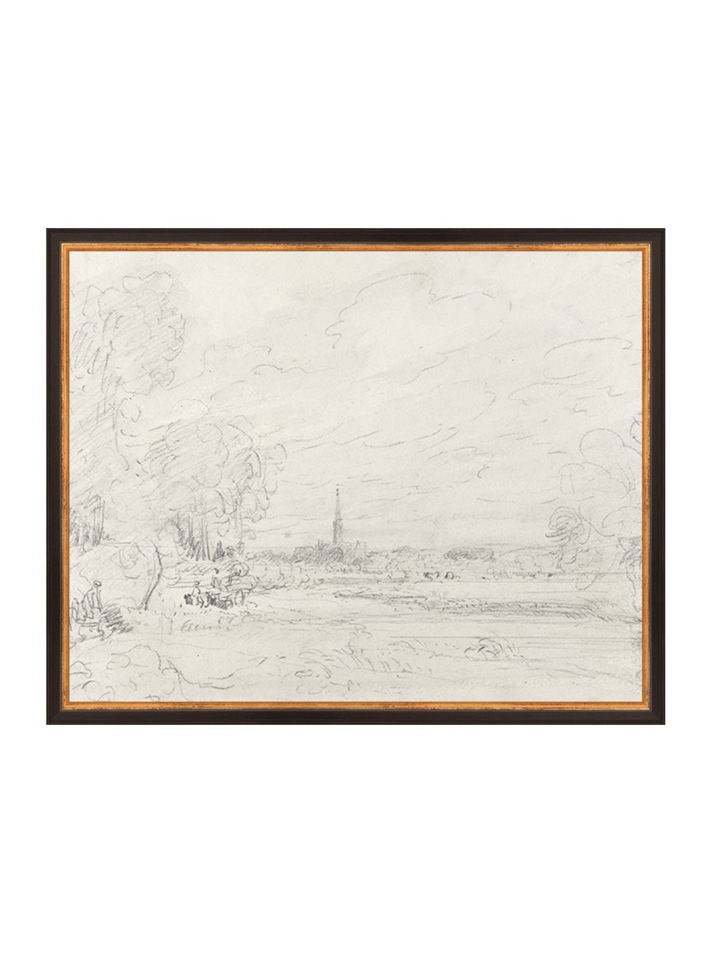 Promenade Graphite Drawing Gold Frame
