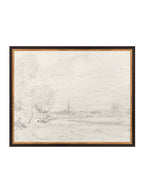 Promenade Graphite Drawing Gold Frame