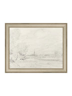 Promenade Graphite Drawing Gold Frame