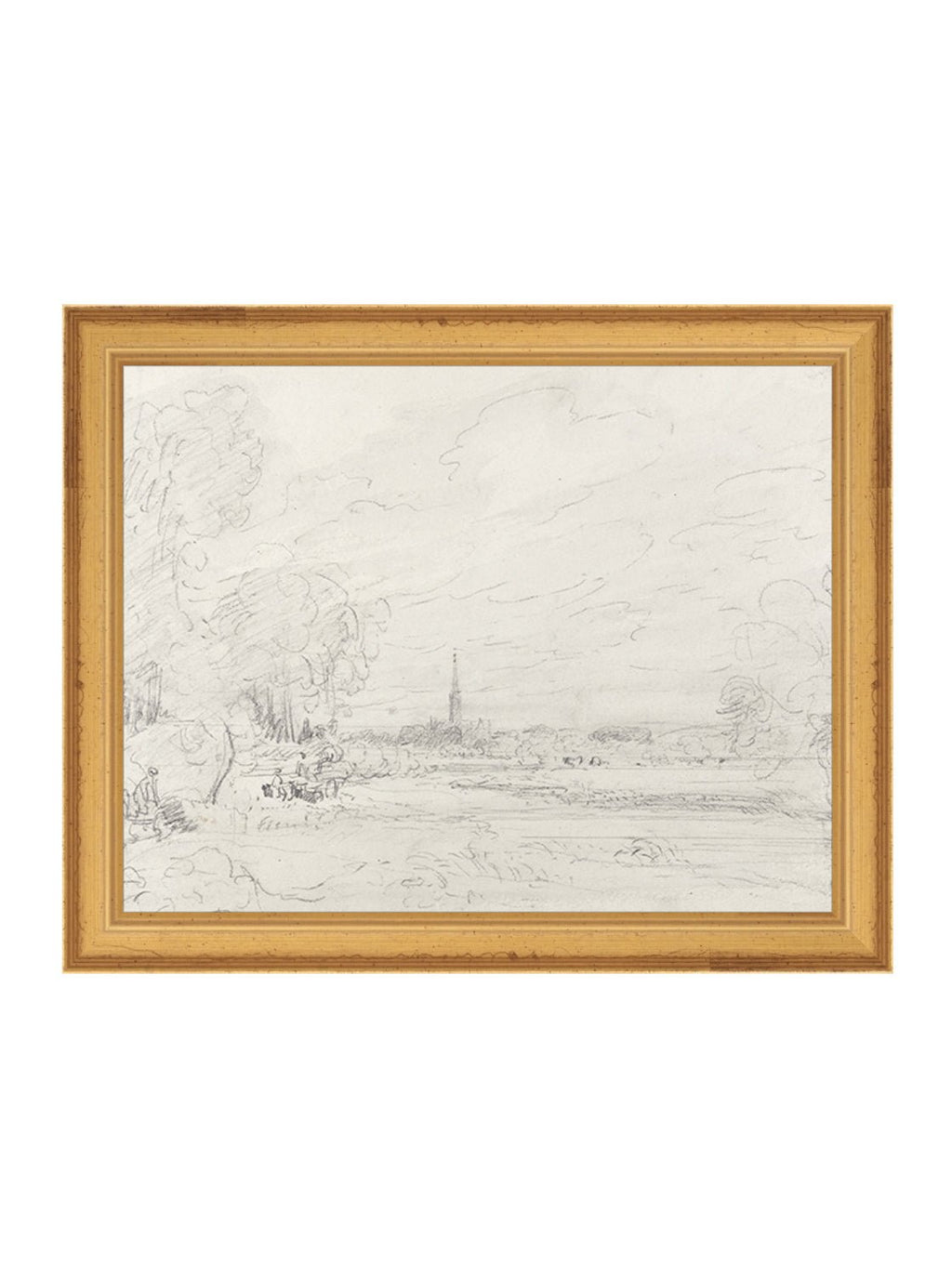 Promenade Graphite Drawing Gold Frame