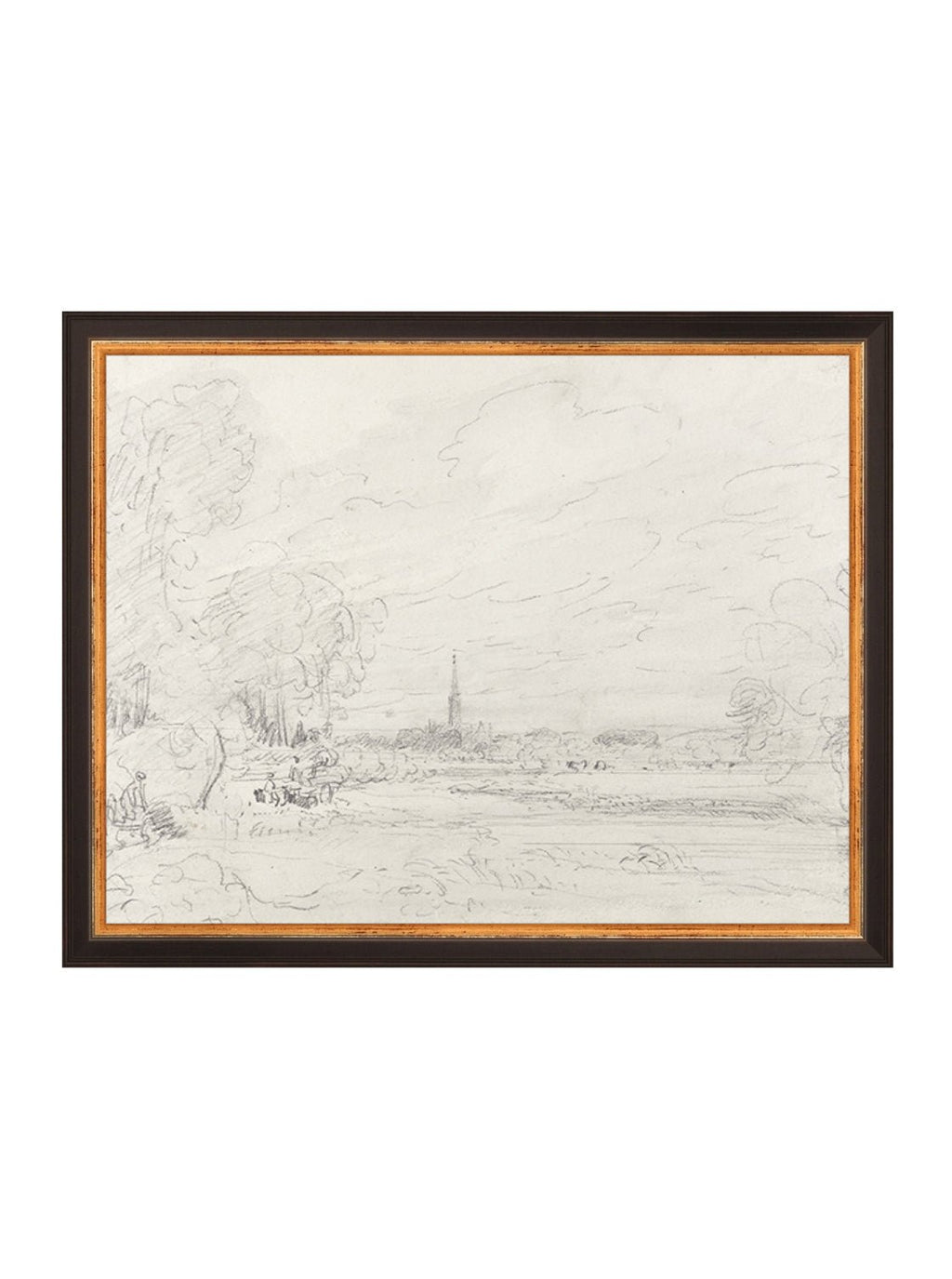 Promenade Graphite Drawing Gold Frame
