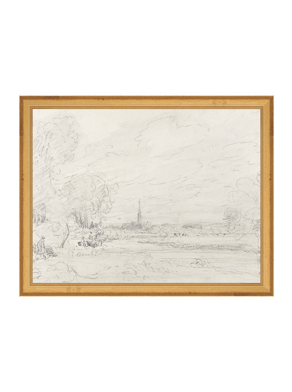 Promenade Graphite Drawing Gold Frame