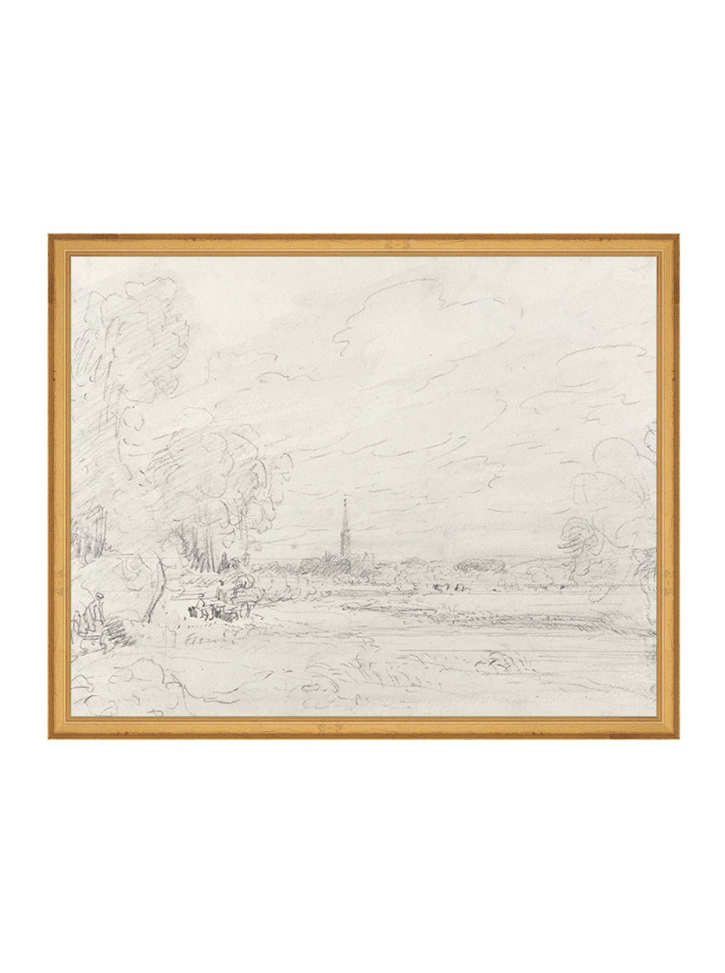 Promenade Graphite Drawing Gold Frame