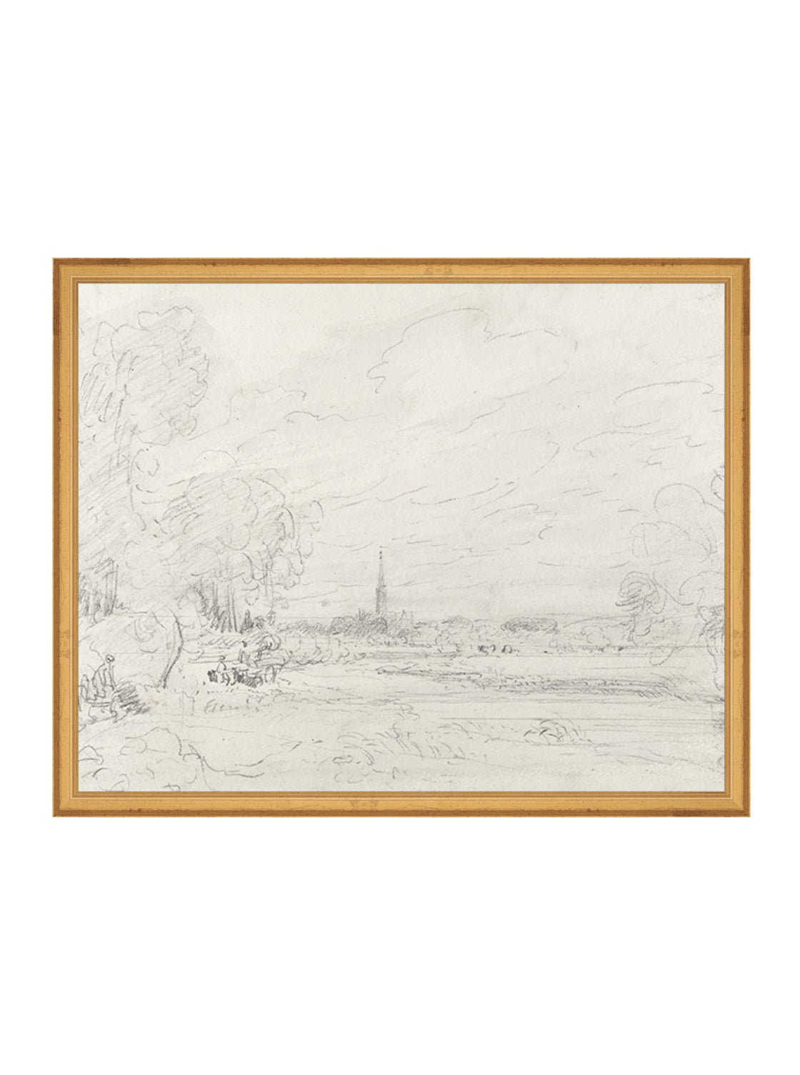Promenade Graphite Drawing Gold Frame