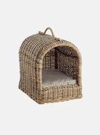 Lit pour animaux de compagnie avec auvent en rotin