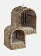 Lit pour animaux de compagnie avec auvent en rotin