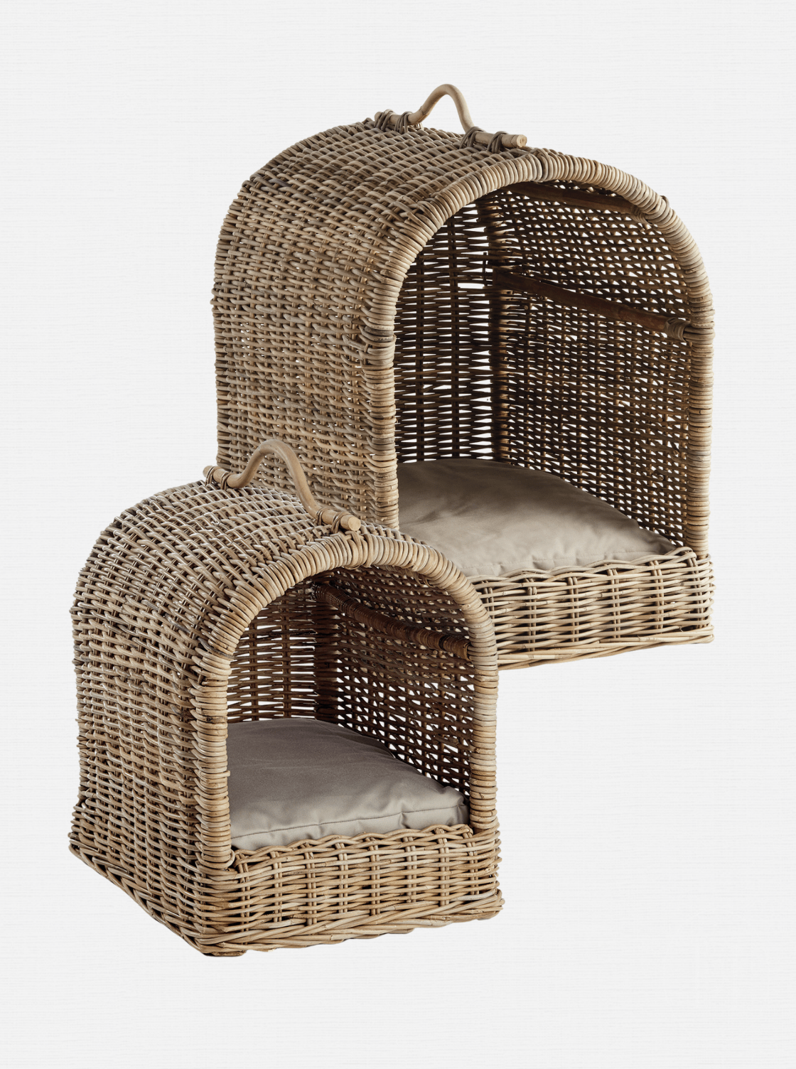 Lit pour animaux de compagnie avec auvent en rotin