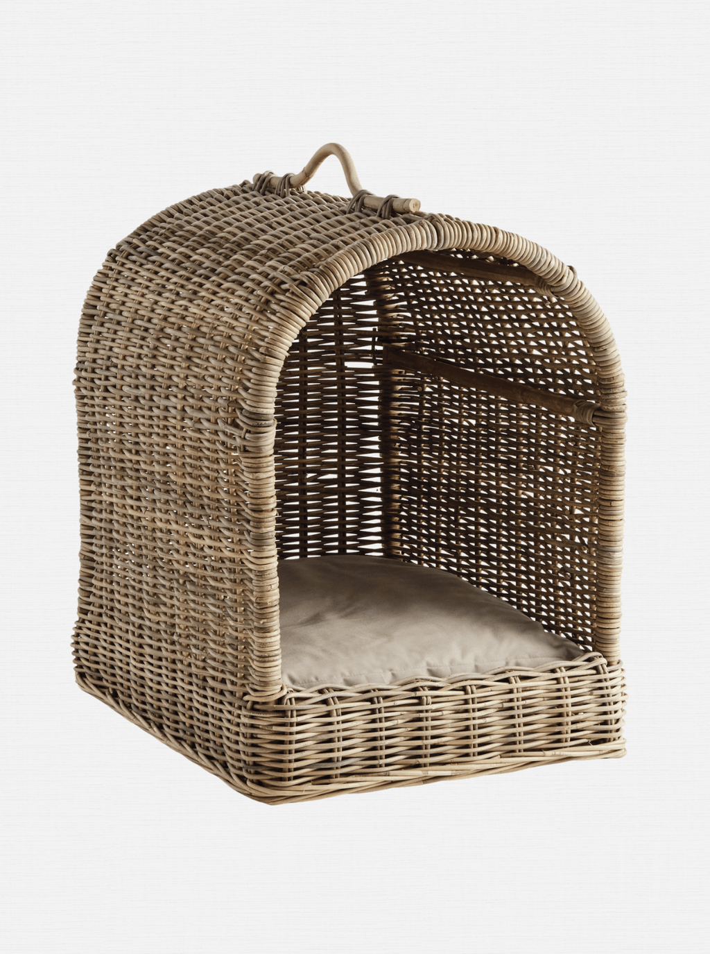 Lit pour animaux de compagnie avec auvent en rotin