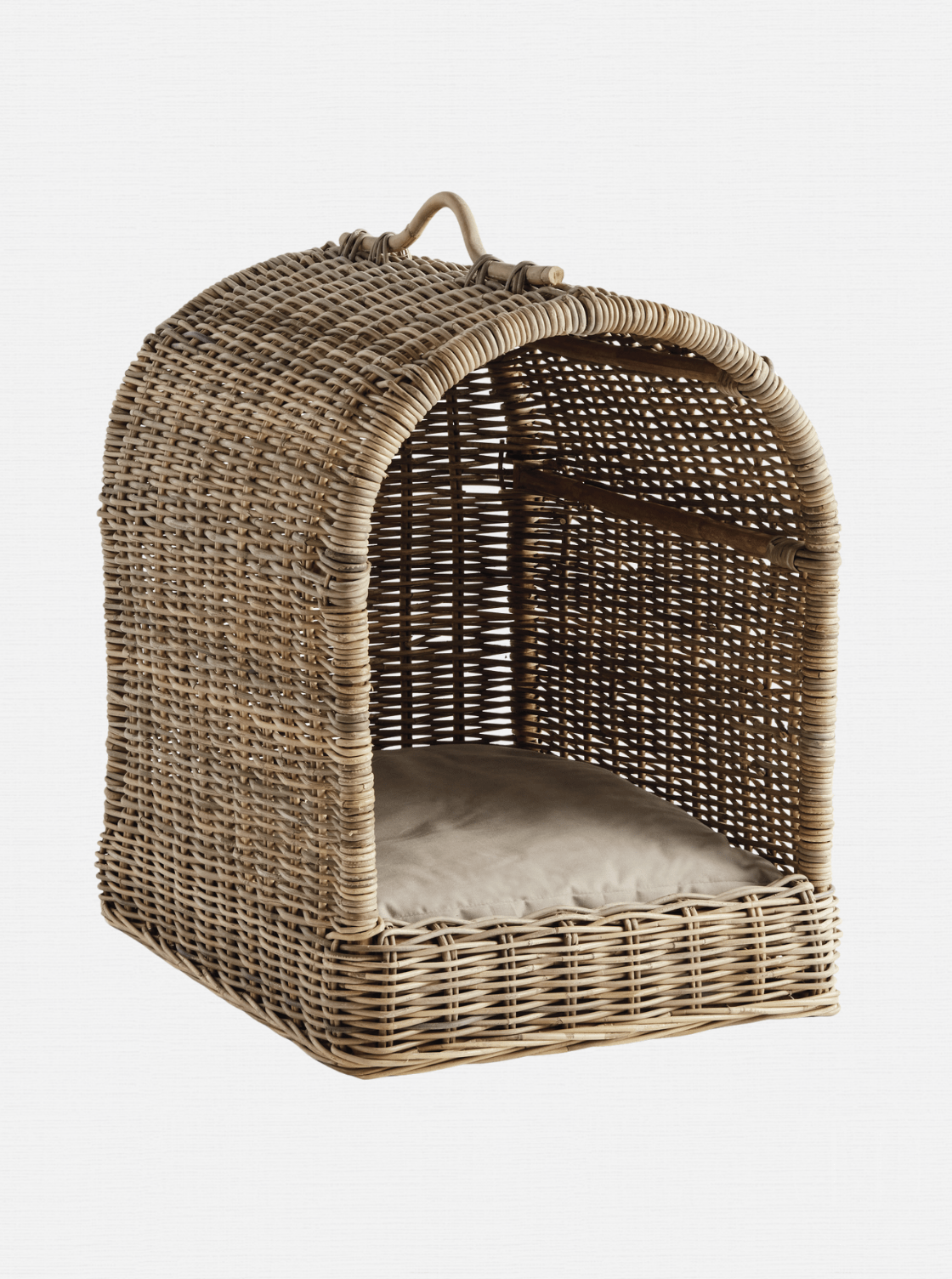 Lit pour animaux de compagnie avec auvent en rotin