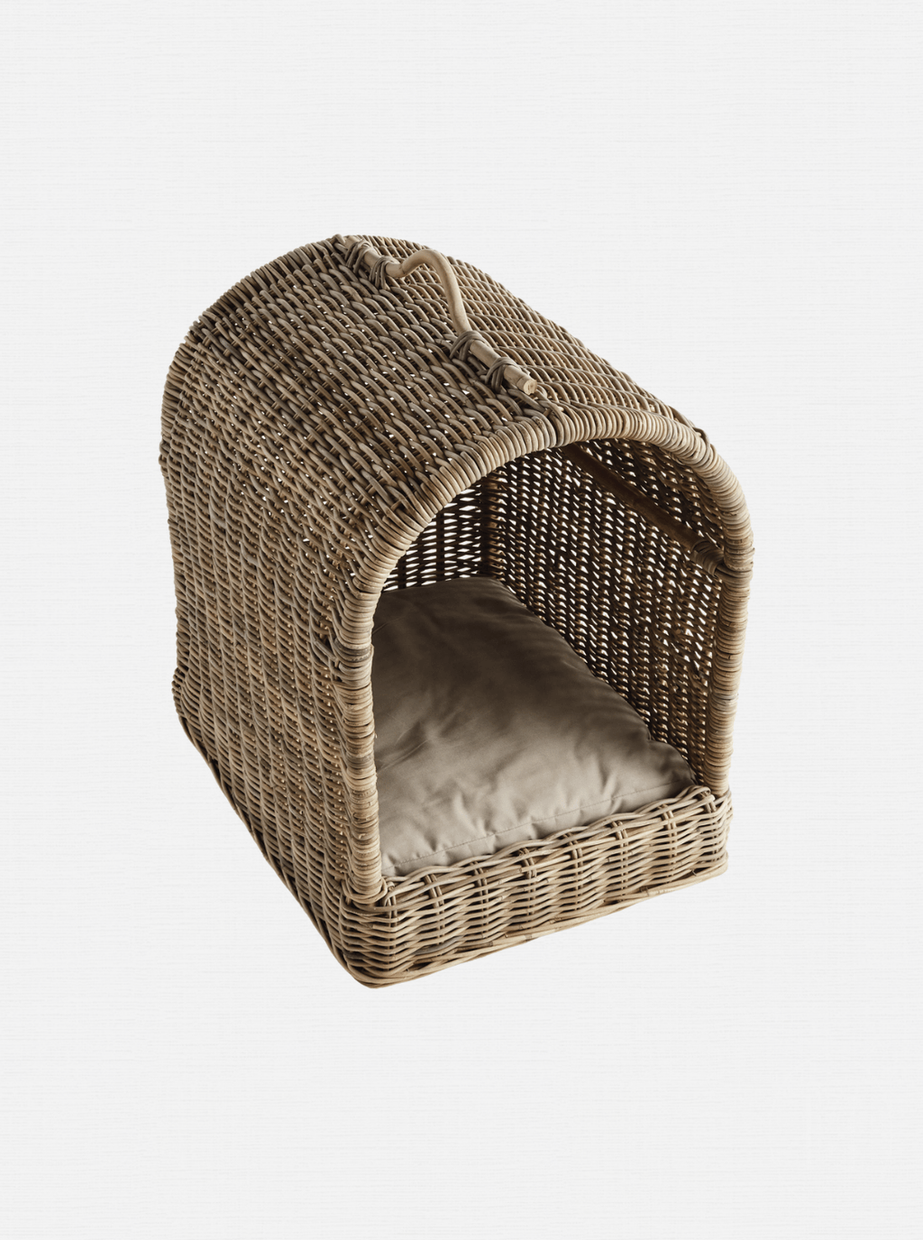 Lit pour animaux de compagnie avec auvent en rotin