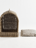 Lit pour animaux de compagnie avec auvent en rotin