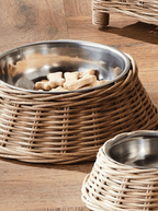 Gamelle pour animaux en rotin